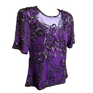 Vintage purple sheer sequin top